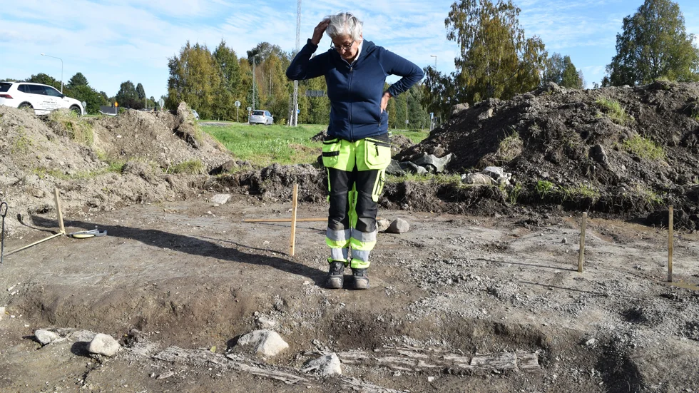 Vad är brädorna som bevarats i leran intill husgrunderna? Fyndet var oväntat och ger Susanne Sundström något att fundera över.