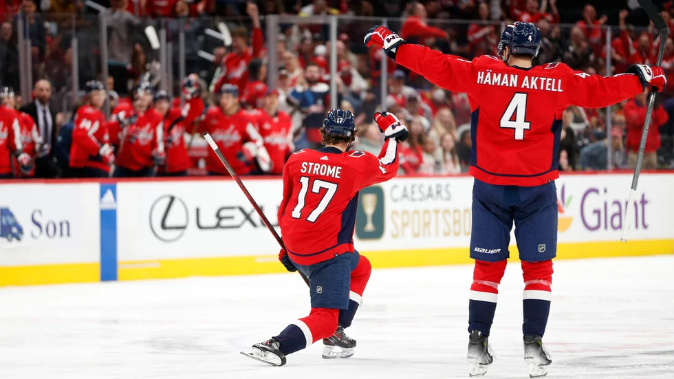 Hardy Häman Aktell assisterade centern Dylan Strome i Washingtons seger hemma mot San Jose.