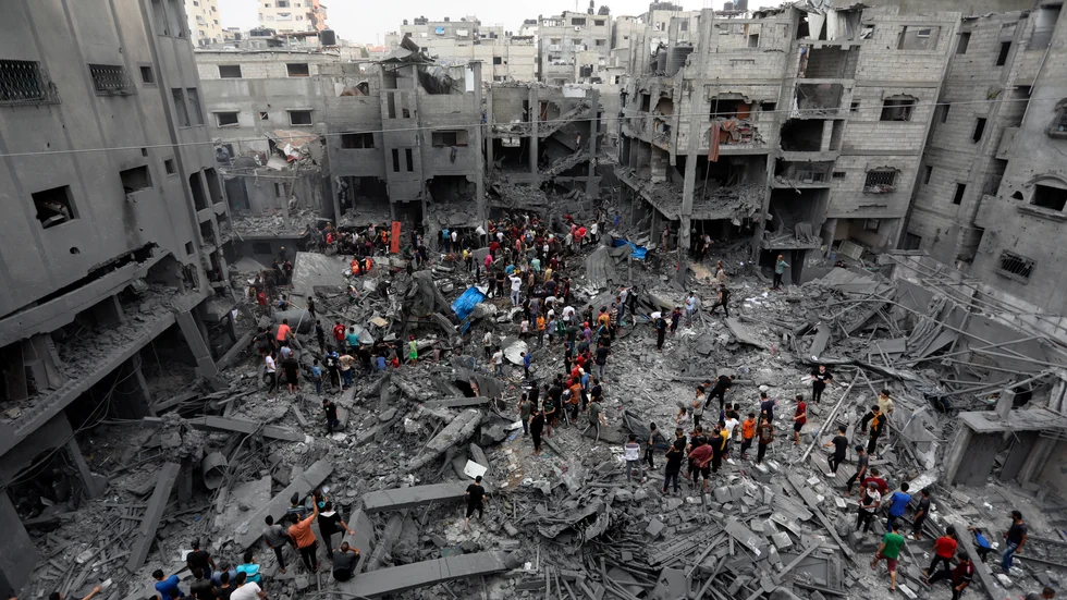 Byggnader i Gaza som förstörts av Israels vedergällningsattacker.