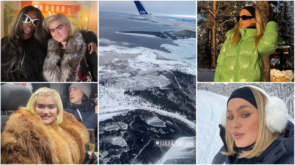 Kändisar på besök. Från vänster: Yewanda Biala, Sophia Hadjipanteli, Georgia Hirst och Angelica Blick har spenderat de senaste dagarna i Luleå och Harads.