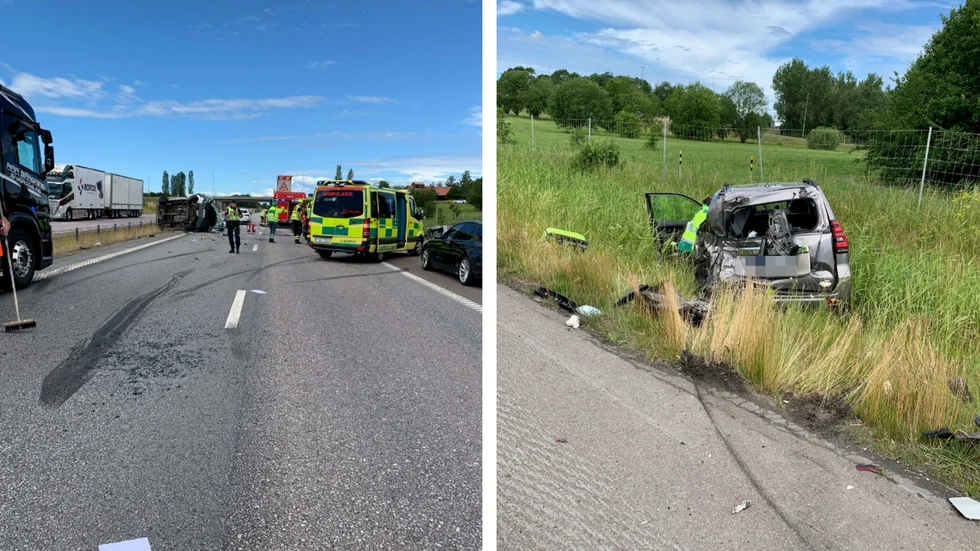 Flera bilar drogs in i olyckan på E4 i höjd med Linköping den 8 juli förra året. (Bilderna är hämtade ur förundersökningen.) 