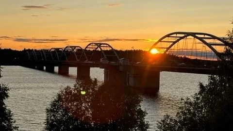 Solnedgång vid Bergnäsbron.