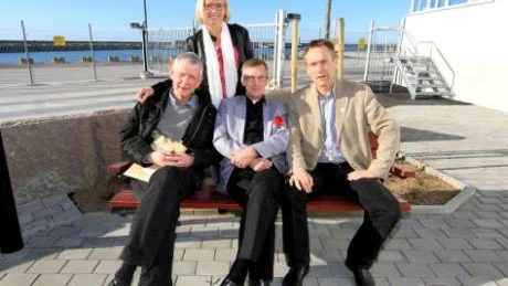 Centerkvartett. Anders Åkesson, ledamot i trafikutskottet ochtaleman för centerpartiet på Gotland i riksdagen,tillsammans med gotländska partikamraterna  Björn Larsson, Lars Thomsson och Eva Nypelius.Foto: Rolf Jönsson