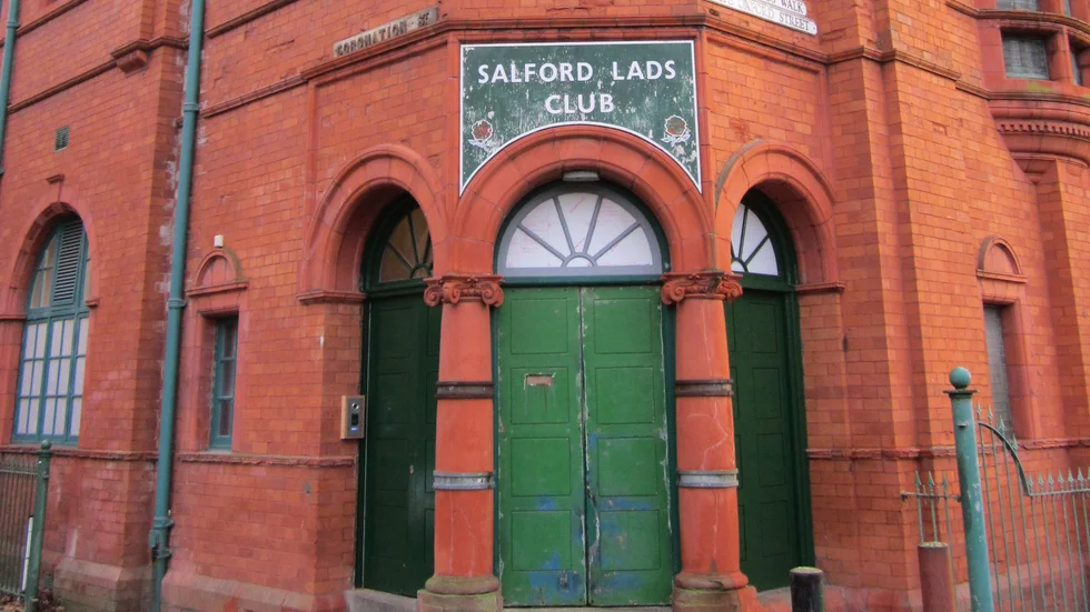 Salford Lads Club i Manchesterstadsdelen Salford. Arkivbild.