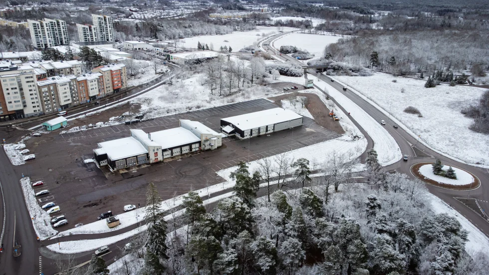 Här planeras sex nya bostadskvarter. Till höger i bild syns Haningeleden.