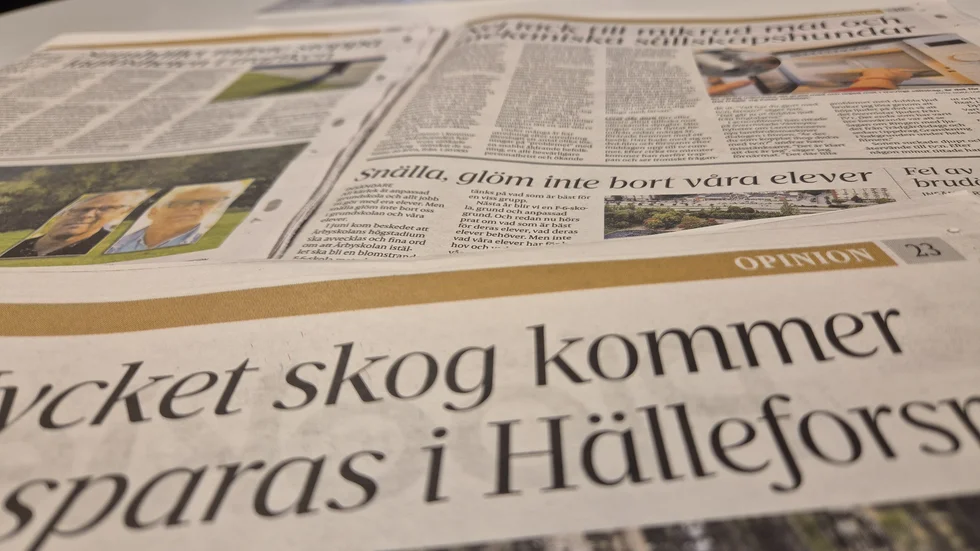 Eskilstuna-Kuriren publicerar dagligen insändare både digitalt och, som på bilden, i papperstidningen.