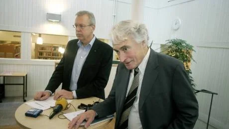 Efter flera turer kunde Mats Odell (längst bort) i mitten av förra månaden presentera Bengt-Åke Nilsson som ny ordförande i rådet för att sälja statliga bolag. Arkivbild: Mats Andersson/Scanpix