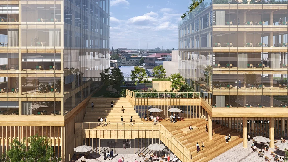 Detta är en visionsbild på hur det kan komma att se ut i främre Boländerna. Bildkälla: Rosendal Fastigheter AB, Runar Djurhuus Halldorsson. Arkitekt: Mikael Ahrbom. 