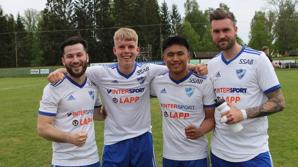 Kvartetten som sänkte Hargs BK. Från vänster Amir Strukan, Liam Thunström, Francisco Thomsson och Johan Urban.