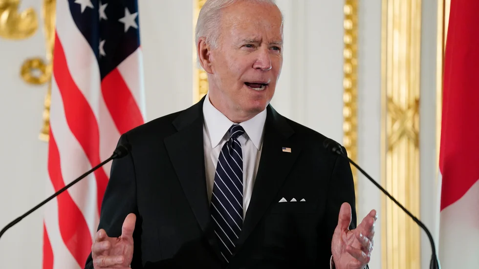 President Joe Biden i samband med presskonferensen i Tokyo.