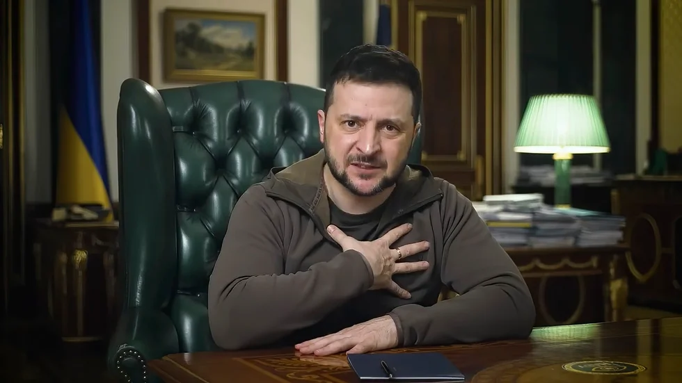 Ukrainas president Volodymyr Zelenskyj. Bilden är distribuerad av ukrainska presidentkontorets presstjänst.