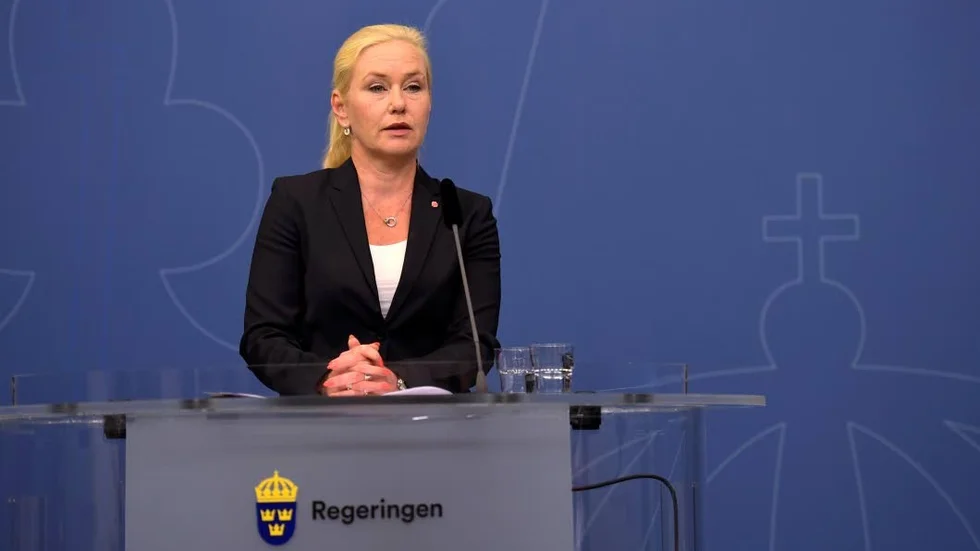 Presskonferens om Transportstyrelsen. Infrastrukturminister Anna Johansson.