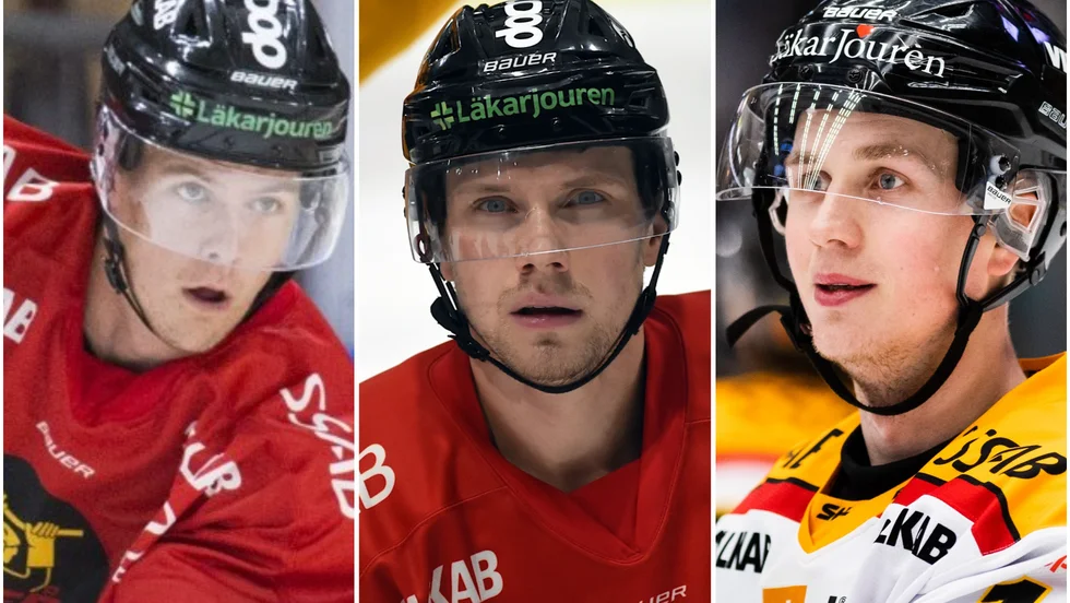 Frågetecknen inför lördagens match mot Brynäs, från vänster: Filip Hållander, Petter Emanuelsson och Jonas Berglund.