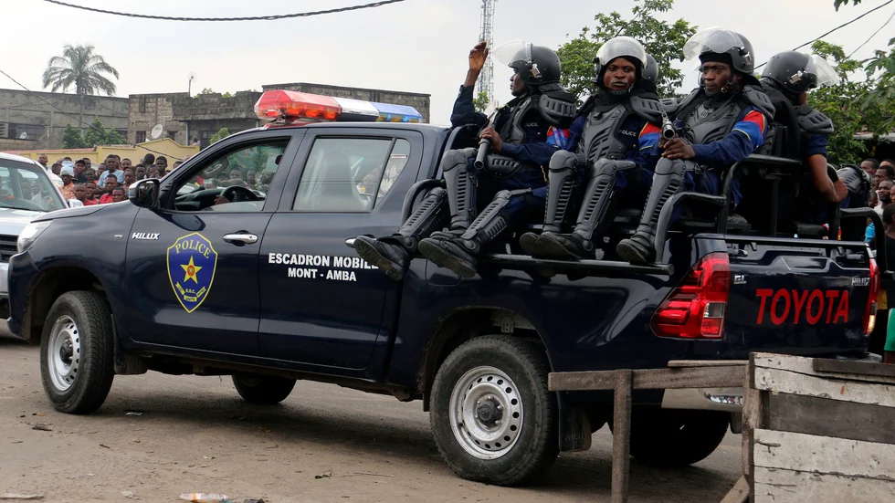 Kongolesisk polis utanför ett fängelse. Bilden är från ett annat tillfälle. Arkivbild.