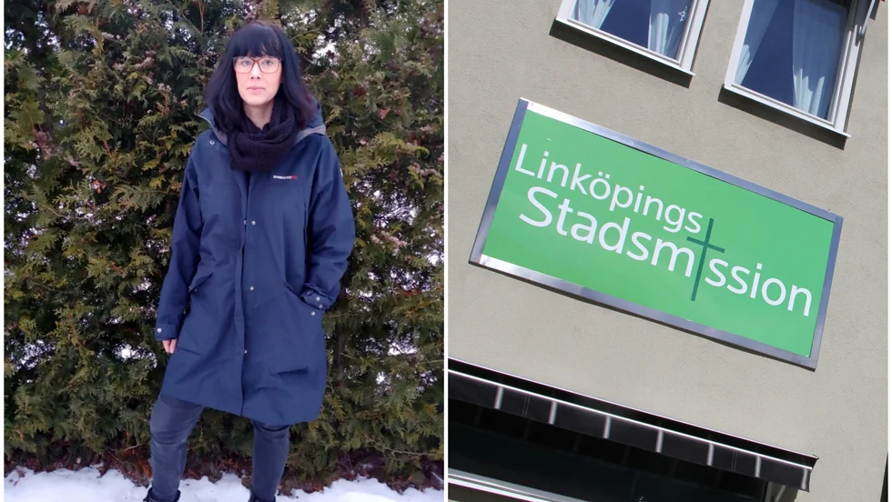 Ulrika Nordfeldt, enhetschef för Boendestöd Motala, gläds åt att matpaket har börjat delas ut i stan med hjälp av Linköpings Stadsmission.