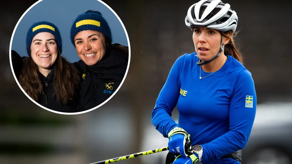 Ebba Andersson och Anna Haag skickar peppande hälsningar till Charlotte Kalla som är åter i träning.