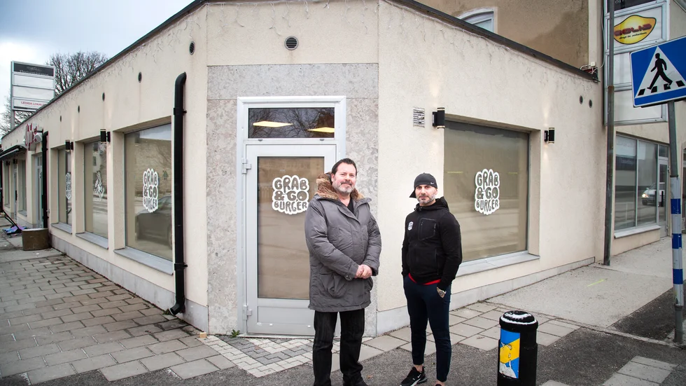 Mats Skärlén och Arre Younan öppnar Grab and Go i gamla bilhandeln Alyhrs inom kort.