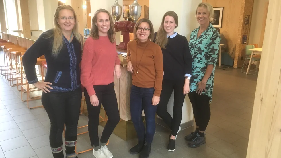 Deltagarna i Go Business har en arbetsplats var att tillgå på The Great Northern, fr v Anna Larsson, Annette Lindgren, Pia Burman, Lisa Kejving, affärscoach, och Charlotte Hellgren.