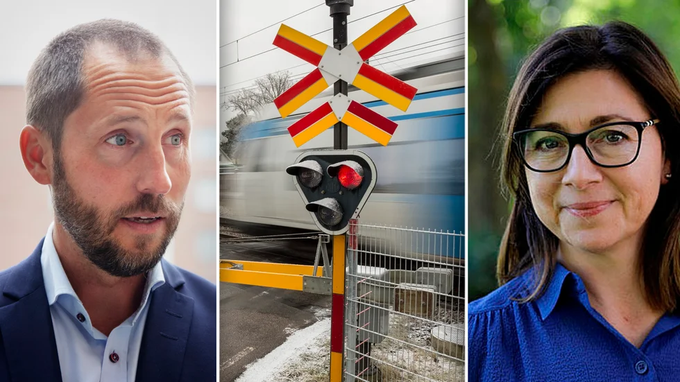Erik Pelling (S), kommunstyrelsens ordförande i Uppsala är upprörd över Trafikverkets varning för att det inte finns pengar för fyrspåret. Anna Wildt-Persson är utredningsledare på Trafikverket.