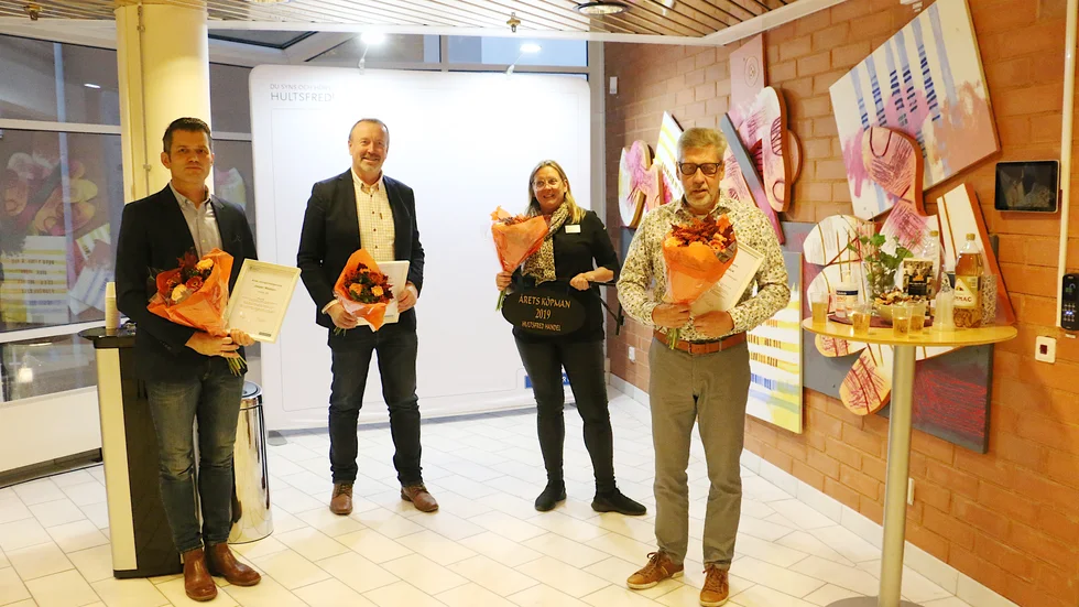 Jesper Madzén, Jonny Edvardsson, Lotta Landqvist och Sören Stenberg belönades för sina respektive insatser för näringslivet i Hultsfred.