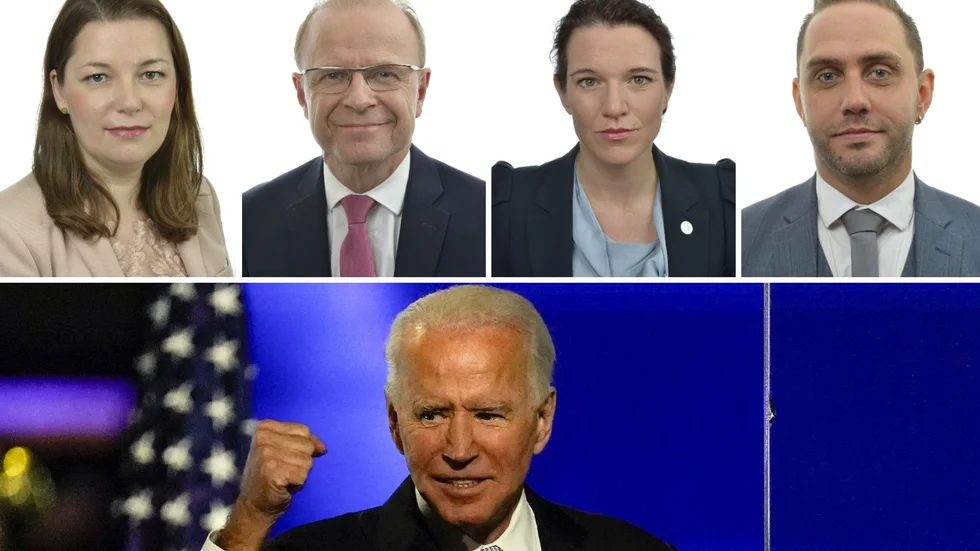 Flera riksdagsledamöter från Uppsala län tror att USA:s nya president Joe Biden kan skapa bättre relationer med EU. Fr v Marta Obminska (M), Michael Oscarsson (KD), Lina Nordquist (L) och Michael Rubbestad (SD).