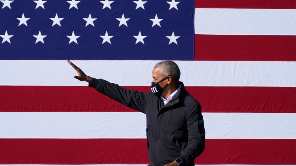 Expresident Barack Obama på ett valmöte till stöd för Joe Biden. Arkivbild.