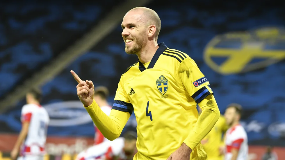 Marcus Danielson efter sitt 2–0-mål mot Kroatien.