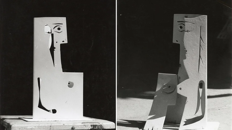 Modellen av Pablo Picassos förslag till skulptur i Kiruna, fotograferad från olika vinklar