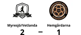 Tuff match slutade med förlust för Hemgårdarna mot Myresjö/Vetlanda