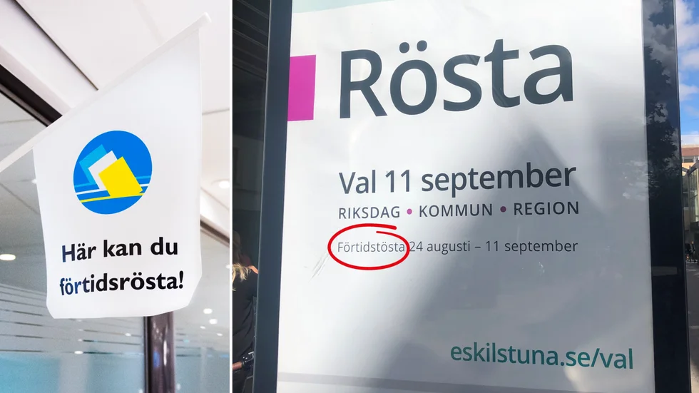 En stavningsmiss på kommunens informationsaffisch inför valet gjorde att rösta blev till tösta. 