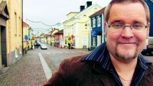 Tror på handeln. Anders Axklo är optimist när det gäller framtiden för handelsstaden Vimmerby. Foto: Anders Jacobsson