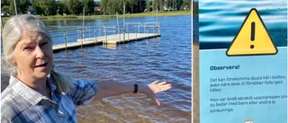 Här trillar Christina ner i hålet vid Lulsundsbadet • Skulle spela in en film till sociala medier: "Tänkte att jag skulle dras ner"