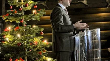 Statsminister Fredrik Reinfeldt höll sitt jultal på Skansen i måndags.Foto: Scanpix