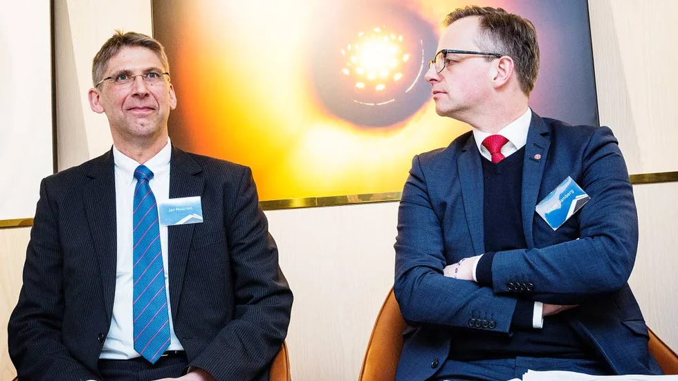 NÖJDA. Både Jan Moström, vd LKAB, och näringsminister Mikael Damberg (S) är nöjda med vad bolaget åstakommit de senaste månaderna. Trots att resultatet är sjunkande. I juni presenteras fortsatta åtstramningar.