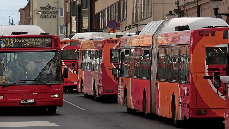 Bussar på St Larsgatan i Linköping