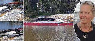 Vrak efter brunnen båt i Sundbyholm skapar oro