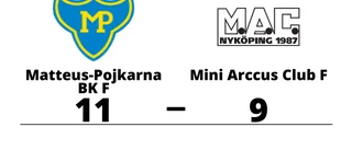 Mini Arccus Club F måste kvala efter förlust mot Matteus-Pojkarna BK F