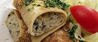 Svampfyllda pannkakor