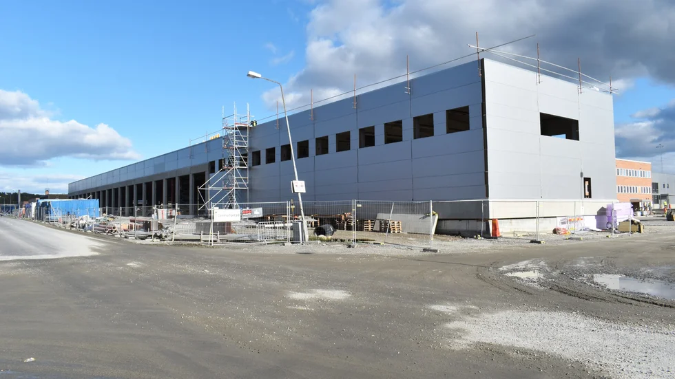 Här byggs den blivande brandstationen. Bilden togs den 17 september.