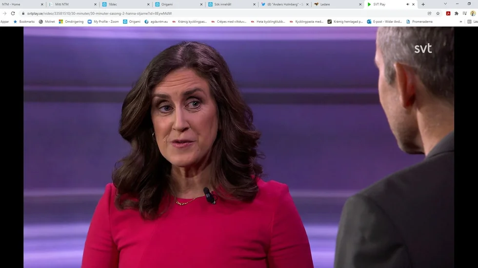 Hanna Stjärne är vd på Sveriges Television. Tidigare i veckan ställde hon upp som gäst i SVT-programmet 30 minuter. 