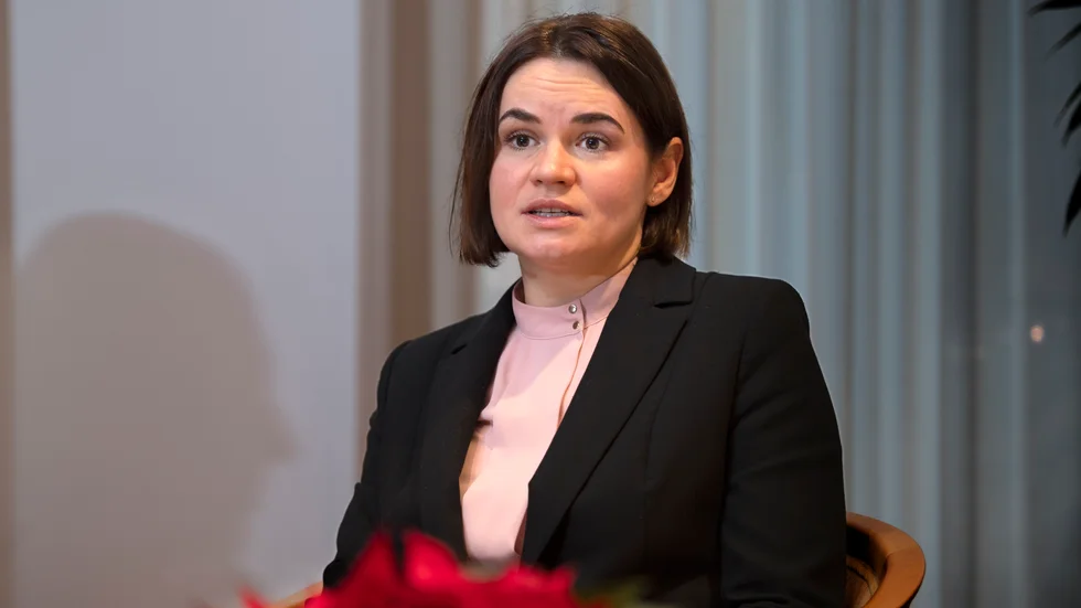 Den belarusiska oppositionsledaren Svetlana Tichanovskaja under ett besök i Stockholm i november 2021.
