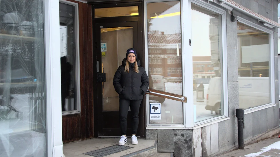 Sanne Vennström, 30, utanför den nya butiken Matheos som öppnar nästa vecka.