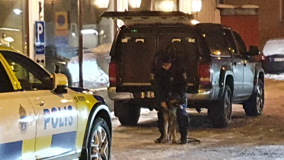 Polisinsats i Skänninge på måndagskvällen. 