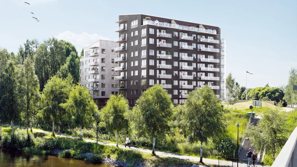 Vid Skellefteälven ska Peab bygga 87 lägenheter. 