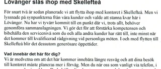 Handelsbanken lägger ner sitt kontor i Lövånger