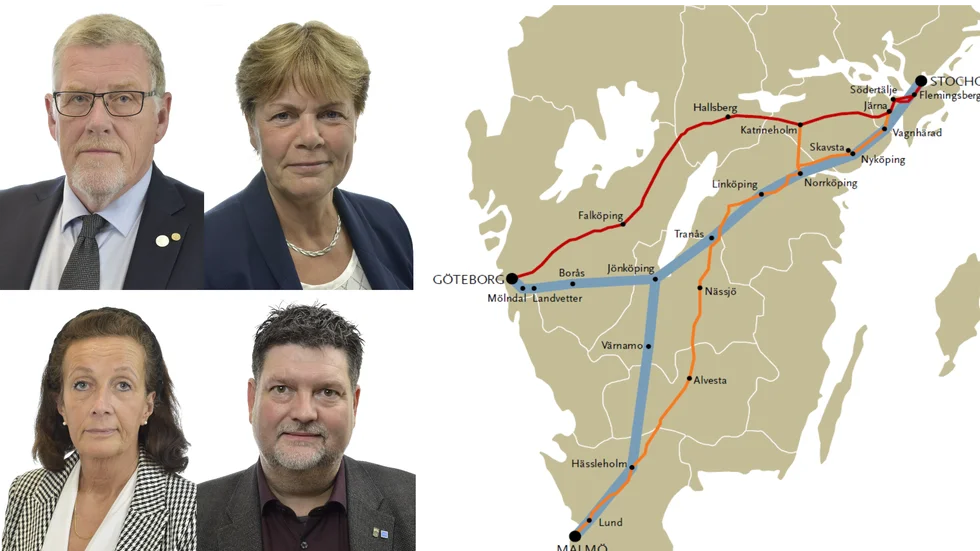 En motion till riksdagens trafikutskott gjorde klart att partierna bakom den tillträdande regeringen säger nej till höghastighetsjärnvägsprojektet mellan Stockholm, Göteborg och Malmö. Thomas Morell (SD), Helena Gellerman (L), Maria Stockhaus (M) och Magnus Jacobsson (KD) skrev under.