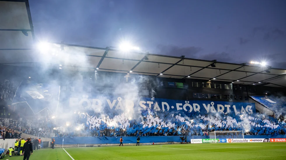 Malmö FF-supportrar under torsdagens Europa League-möte med Union Berlin.