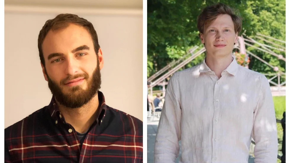 Christoffer Heimbrand och Viktor Janrik från Liberala Studenter.
