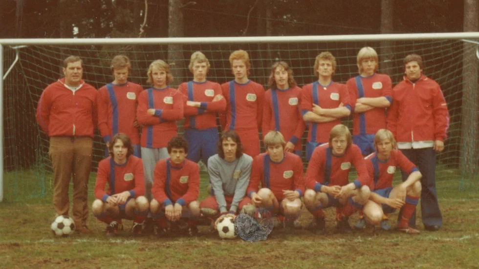 Claestorps herrlag i fotboll. Bilden är inte daterad, men de spelare Roland Blomkvist tycker sig känna igen är födda i mitten och slutet av 1950-talet
