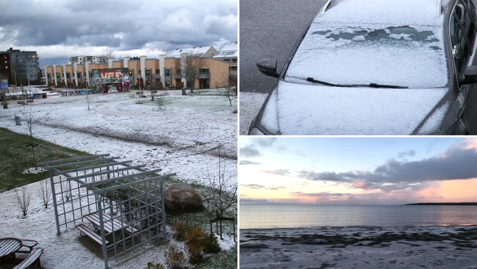 Delar av Gotland pryddes av ett litet, tunt snötäcke på juldagsmorgonen. Bilderna är från Visby och Östergarn.
